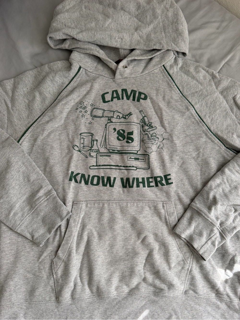 Stranger Things - Camp Know Where '85 Gray Pullover Hoodie Sweatshirt